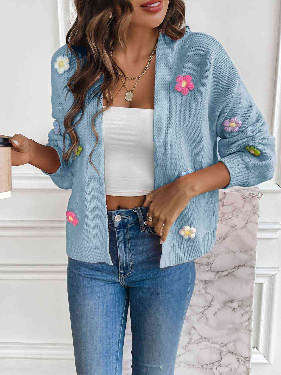 Inger | Dame Vinter Cardigan med Blomsterbroderi - Freya Kobenhavn