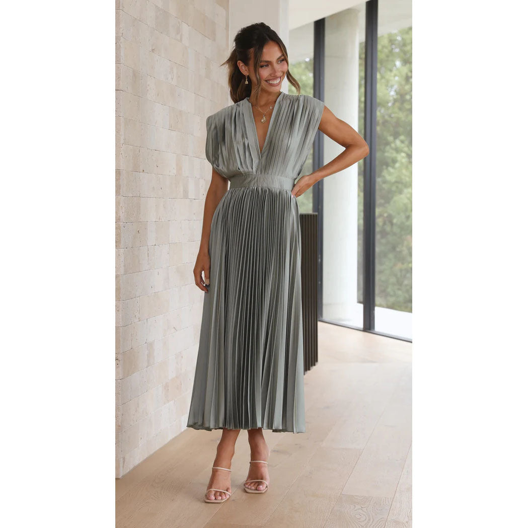 Lilian | Elegant Plisseret Lang Kjole - Freya Kobenhavn