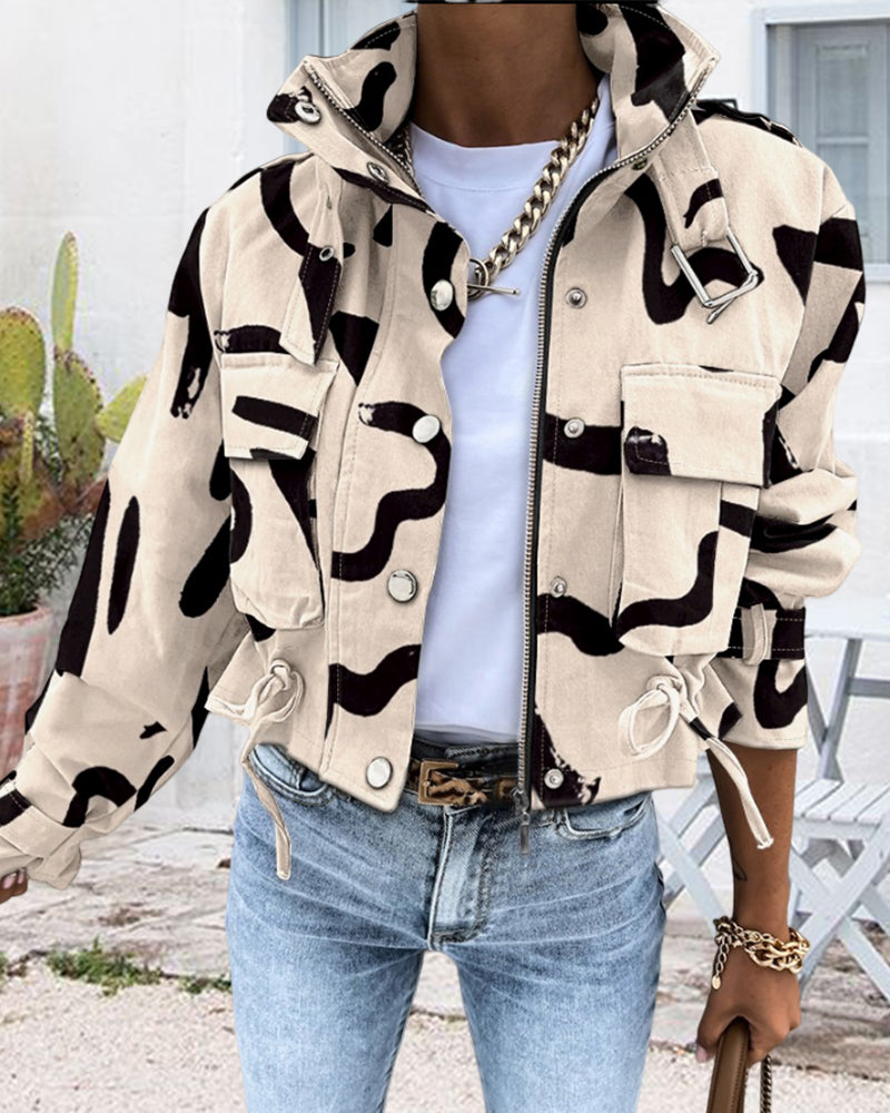 Nanna | Vinter Dame Printet Jakke med Lynlås - Freya Kobenhavn