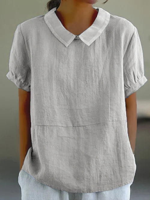 Amalie™ | Casual Bluse med Krave og Pufærmer - Freya Kobenhavn