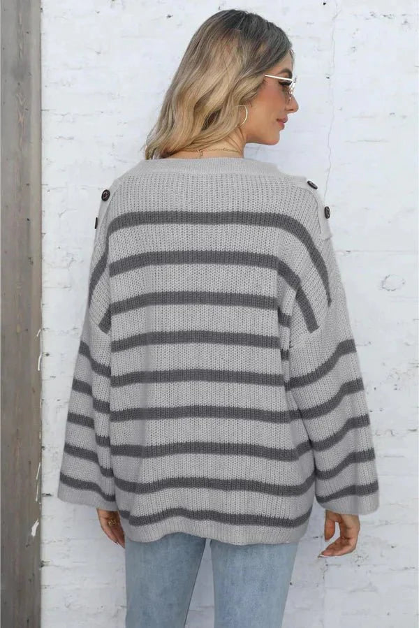 Nanna | Dame Stribet Behagelig Striksweater - Freya Kobenhavn