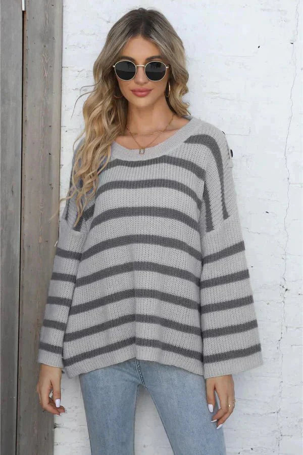 Nanna | Dame Stribet Behagelig Striksweater - Freya Kobenhavn