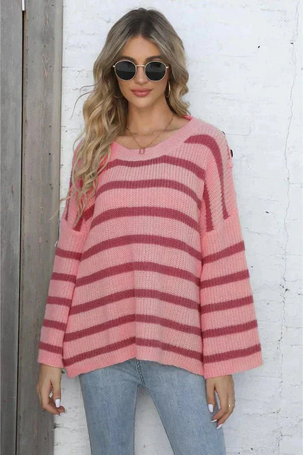 Nanna | Dame Stribet Behagelig Striksweater - Freya Kobenhavn