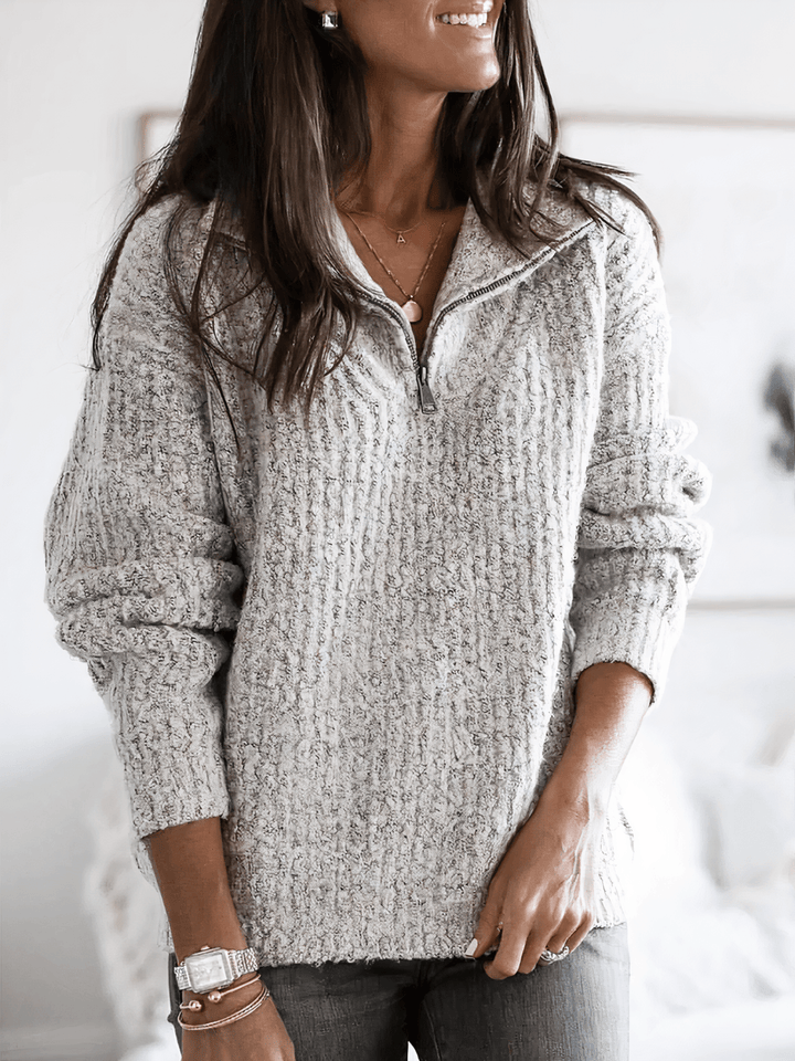 Grethe | Blødstrikket pullover med kvart lynlås til kvinder - Freya Kobenhavn