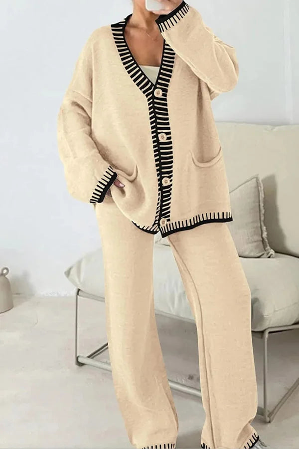 Laila | Dame Casual Strikket Cardigan Og Bukser Sæt - Freya Kobenhavn
