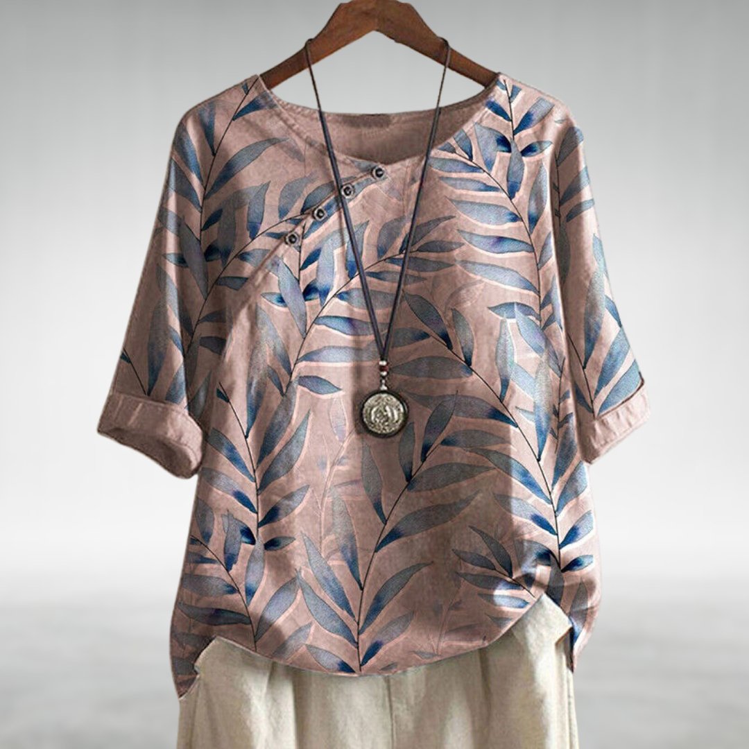 Vilma | Afslappet Top med Bladprint