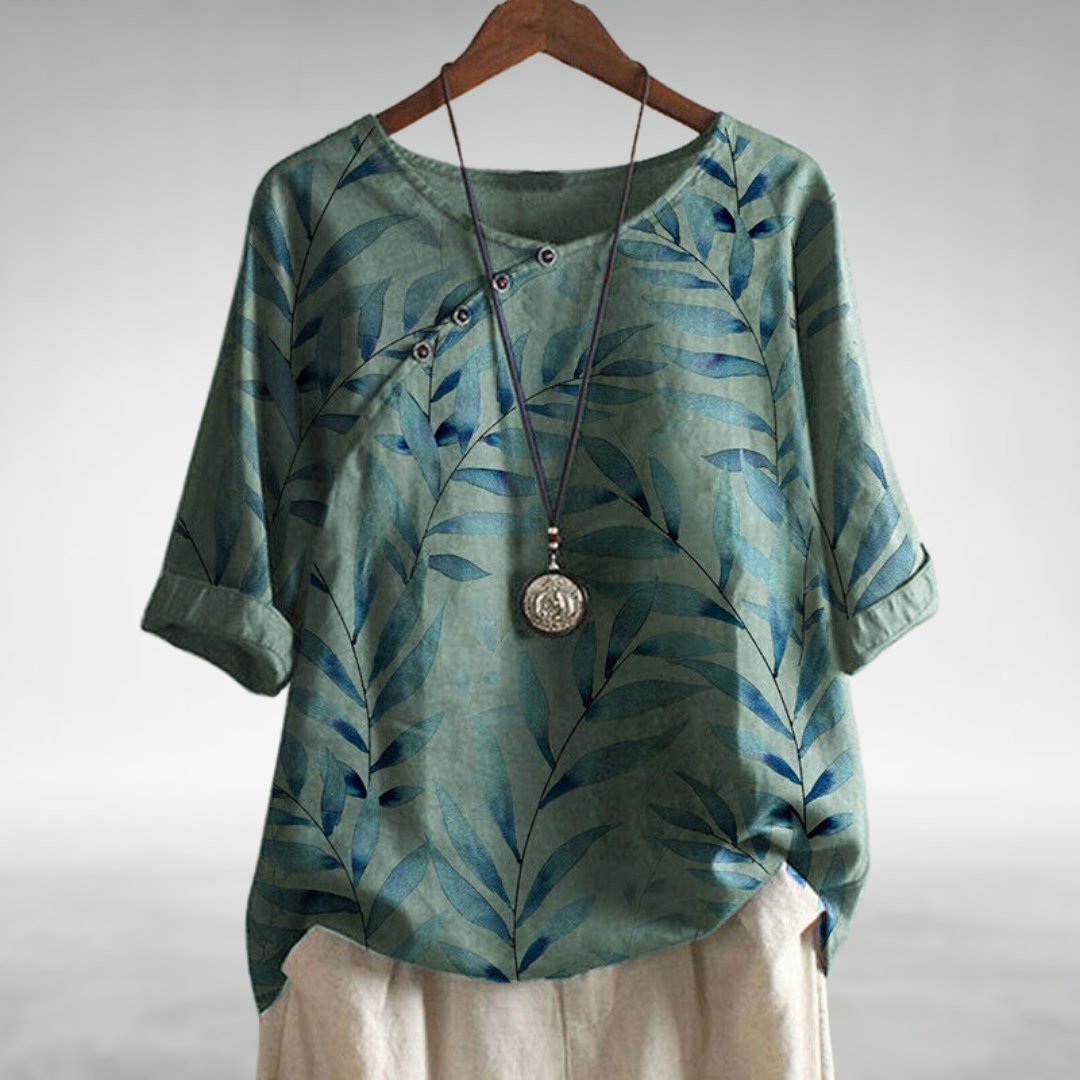 Louise | Stilfuld og Casual Bluse med Bladmønster - Freya Kobenhavn