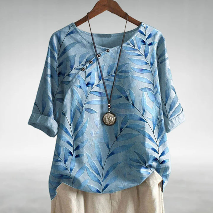 Louise | Stilfuld og Casual Bluse med Bladmønster - Freya Kobenhavn