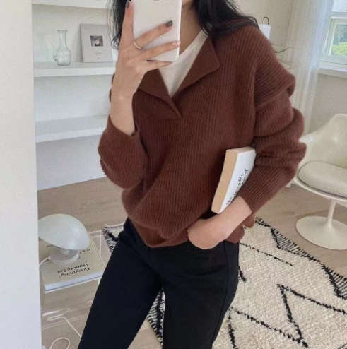Bente | Vinter Dame Ribstrikket Sweater med Krave - Freya Kobenhavn
