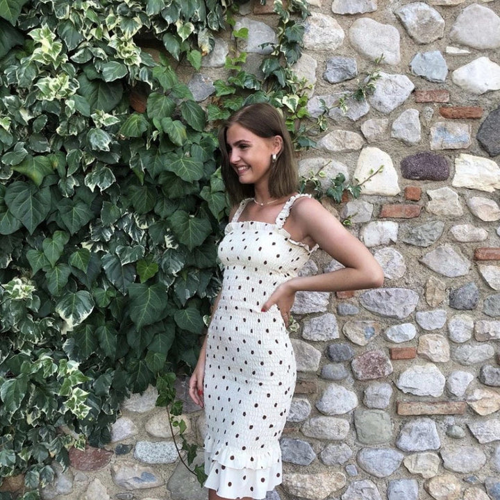 Eva™ | Stilfuld Sommerkjole med Prikket Mønster - Freya Kobenhavn