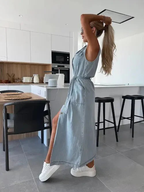 Ivy | Stilfuld Maxi Denim Kjole - Freya Kobenhavn