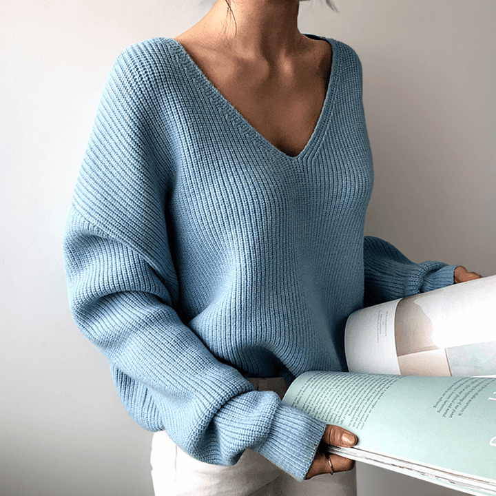 Ditte | Afslappet V-hals strikket sweater til kvinder - Freya Kobenhavn