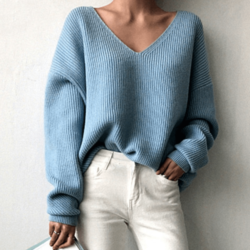Ditte | Afslappet V-hals strikket sweater til kvinder - Freya Kobenhavn