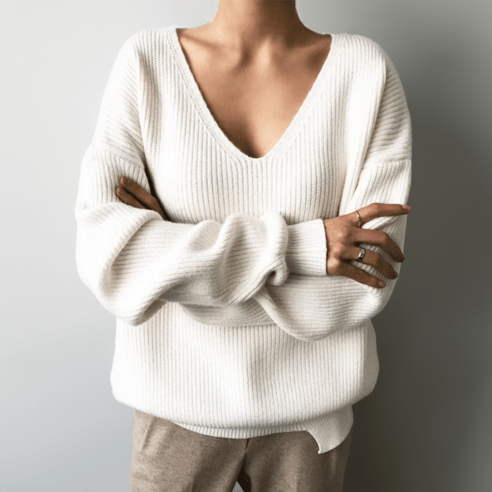 Ditte | Afslappet V-hals strikket sweater til kvinder - Freya Kobenhavn