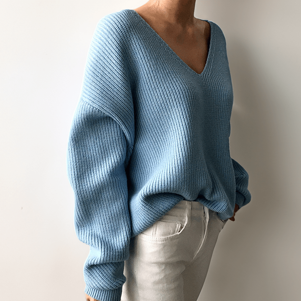 Ditte | Afslappet V-hals strikket sweater til kvinder - Freya Kobenhavn