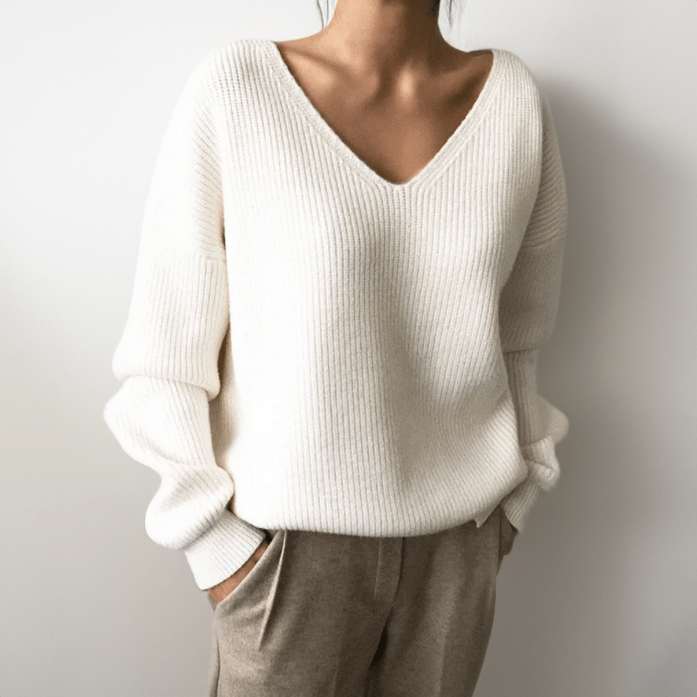 Ditte | Afslappet V-hals strikket sweater til kvinder - Freya Kobenhavn