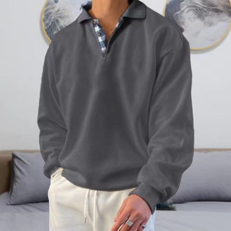 Valdemar | Herre Casual Pullover med Ternet Krave - Freya Kobenhavn