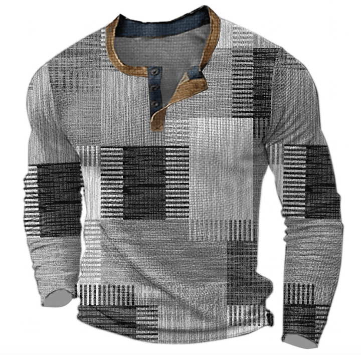 Norbert | Herre Vinter Patchwork Strik Henley Top - Freya Kobenhavn
