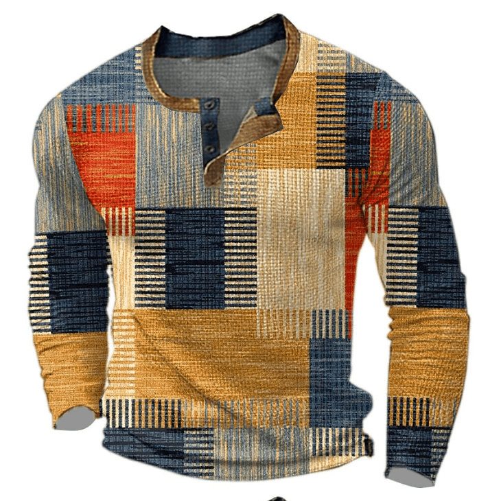 Norbert | Herre Vinter Patchwork Strik Henley Top - Freya Kobenhavn