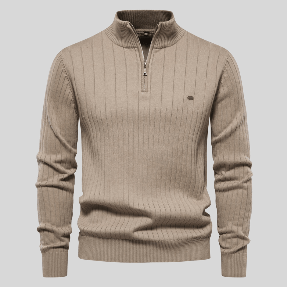 Marius | Herre Vinter Ribbet Halv-Lynlås Sweater til Hverdagsbrug - Freya Kobenhavn