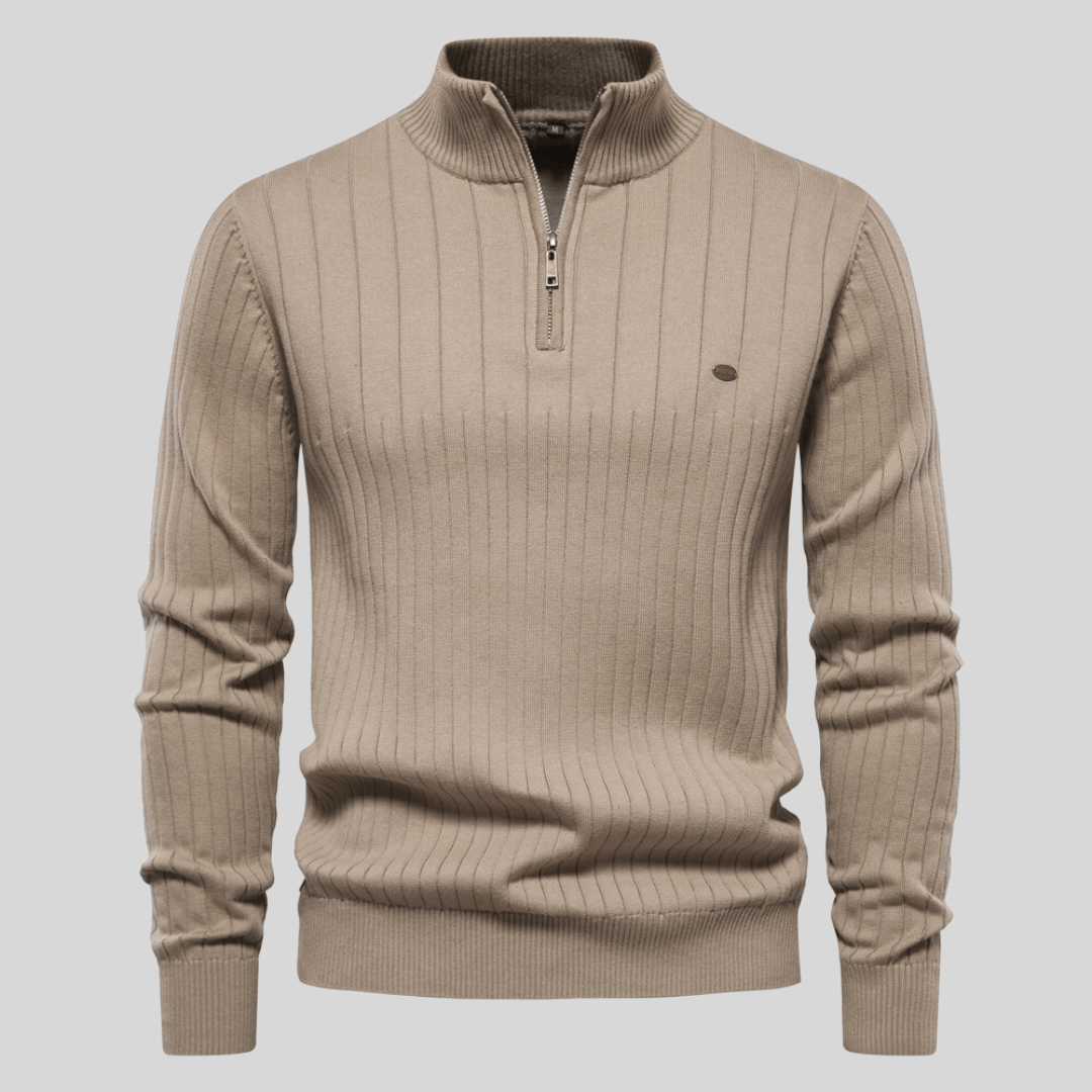 Marius | Herre Vinter Ribbet Halv-Lynlås Sweater til Hverdagsbrug - Freya Kobenhavn