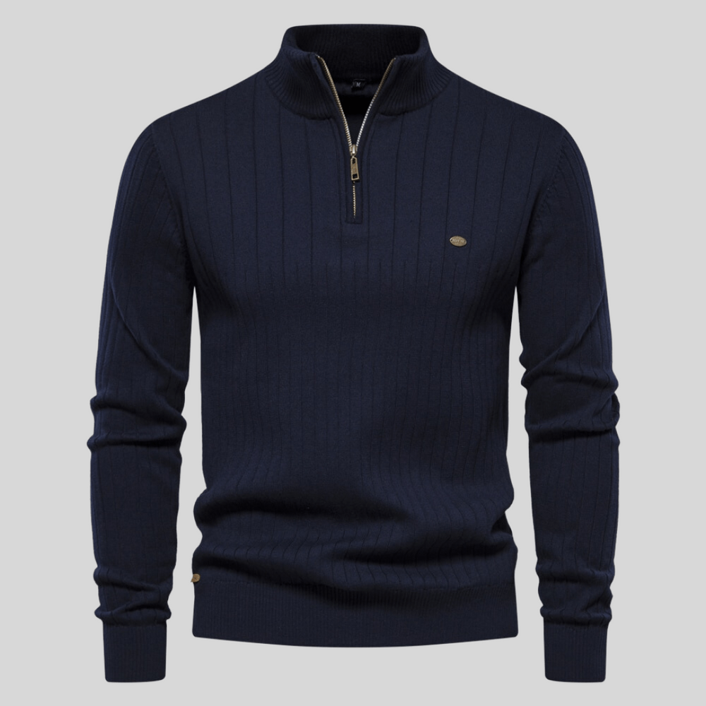 Marius | Herre Vinter Ribbet Halv-Lynlås Sweater til Hverdagsbrug - Freya Kobenhavn