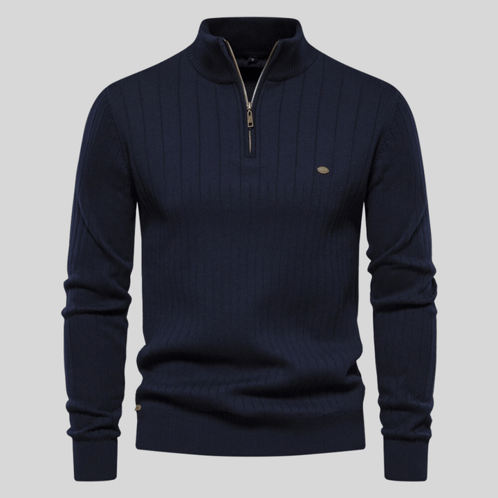Marius | Herre Vinter Ribbet Halv-Lynlås Sweater til Hverdagsbrug - Freya Kobenhavn