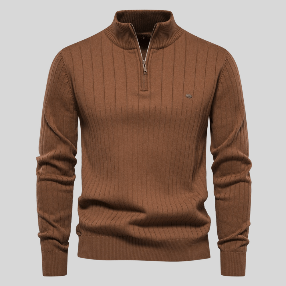 Marius | Herre Vinter Ribbet Halv-Lynlås Sweater til Hverdagsbrug - Freya Kobenhavn
