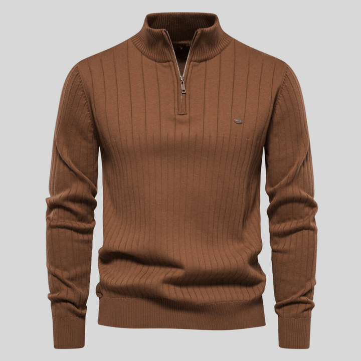 Marius | Herre Vinter Ribbet Halv-Lynlås Sweater til Hverdagsbrug - Freya Kobenhavn