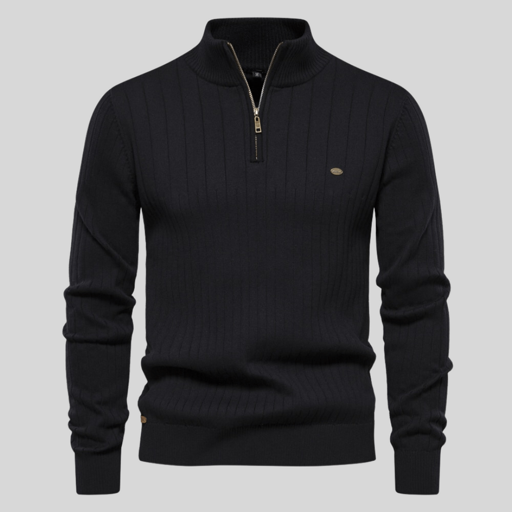 Marius | Herre Vinter Ribbet Halv-Lynlås Sweater til Hverdagsbrug - Freya Kobenhavn