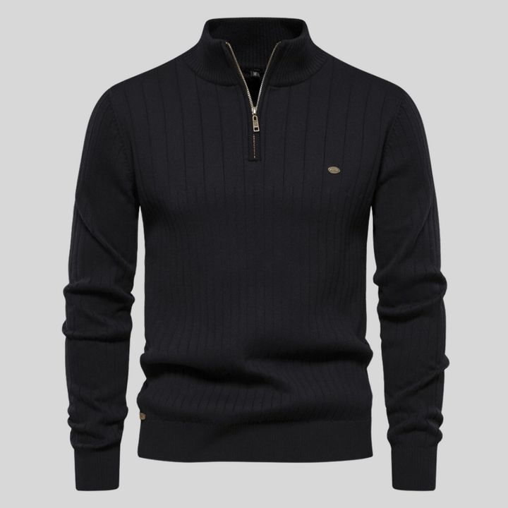 Marius | Herre Vinter Ribbet Halv-Lynlås Sweater til Hverdagsbrug - Freya Kobenhavn