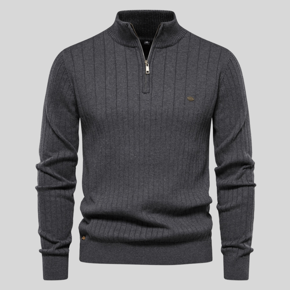 Marius | Herre Vinter Ribbet Halv-Lynlås Sweater til Hverdagsbrug - Freya Kobenhavn