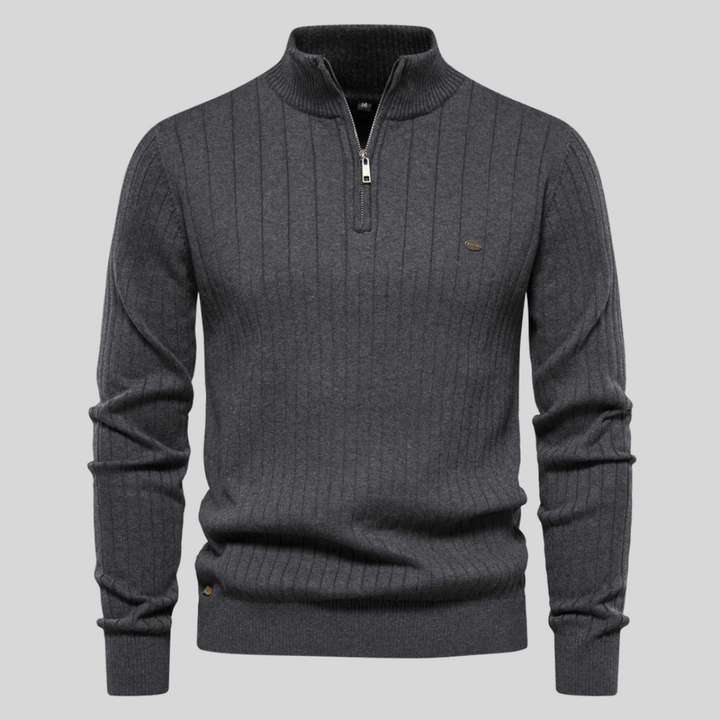 Marius | Herre Vinter Ribbet Halv-Lynlås Sweater til Hverdagsbrug - Freya Kobenhavn