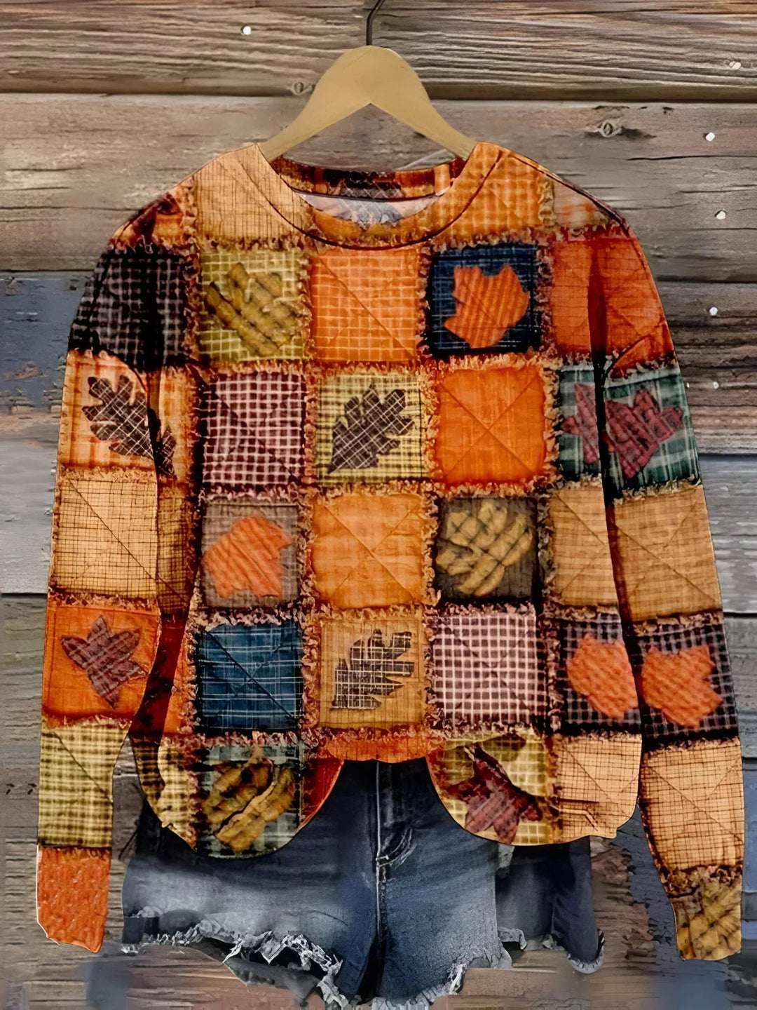 Michella | Dame Sweatshirt Med Patchwork Bladmønster - Freya Kobenhavn