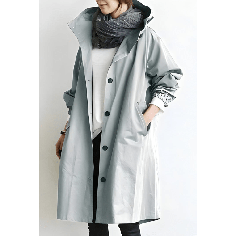 Dagmara | Oversized Hættet Frakke med Knapper - Freya Kobenhavn