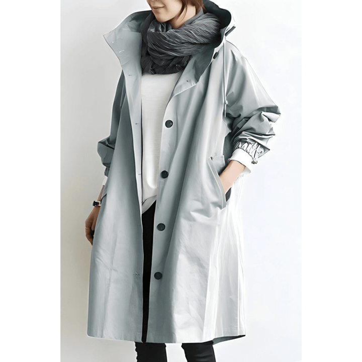 Dagmara | Oversized Hættet Frakke med Knapper - Freya Kobenhavn