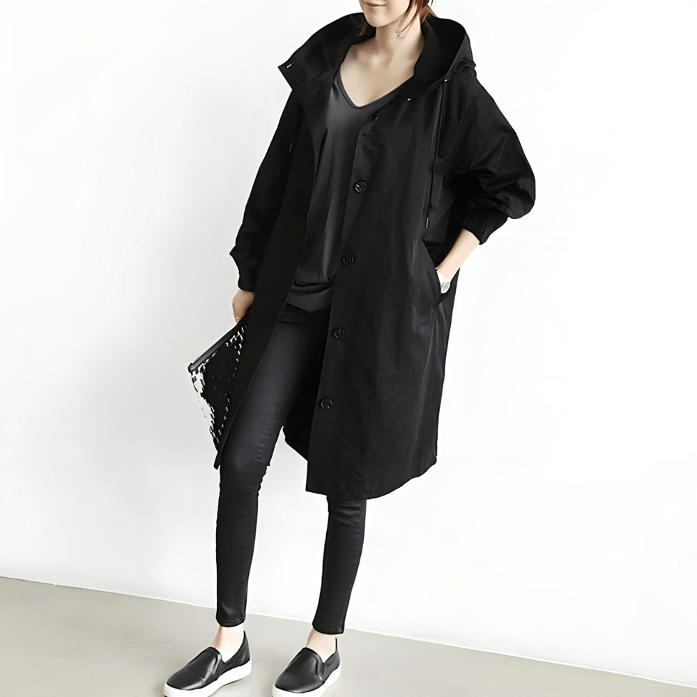 Dagmara | Oversized Hættet Frakke med Knapper - Freya Kobenhavn