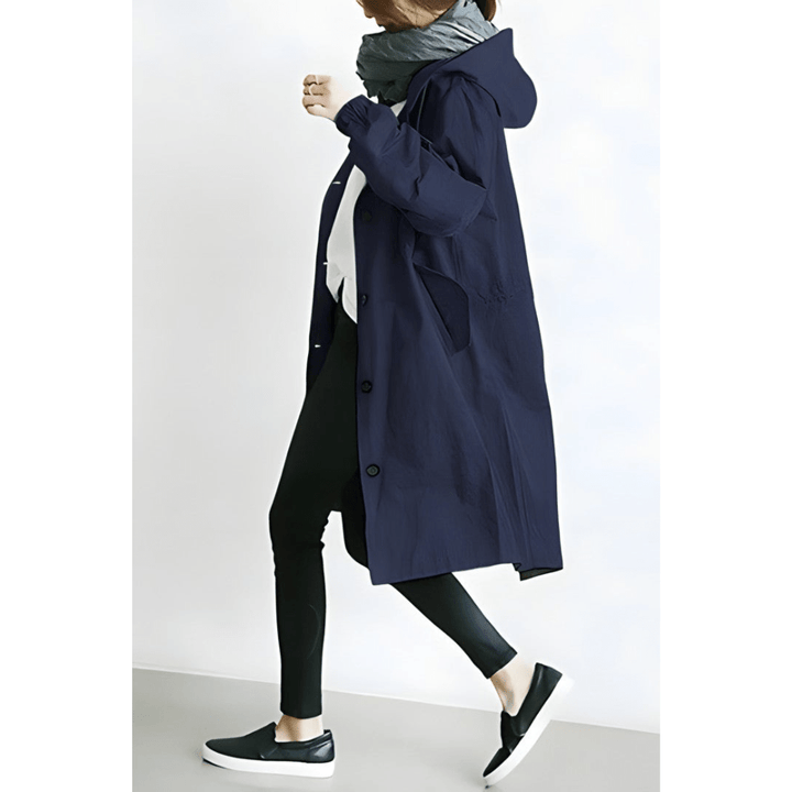 Dagmara | Oversized Hættet Frakke med Knapper - Freya Kobenhavn