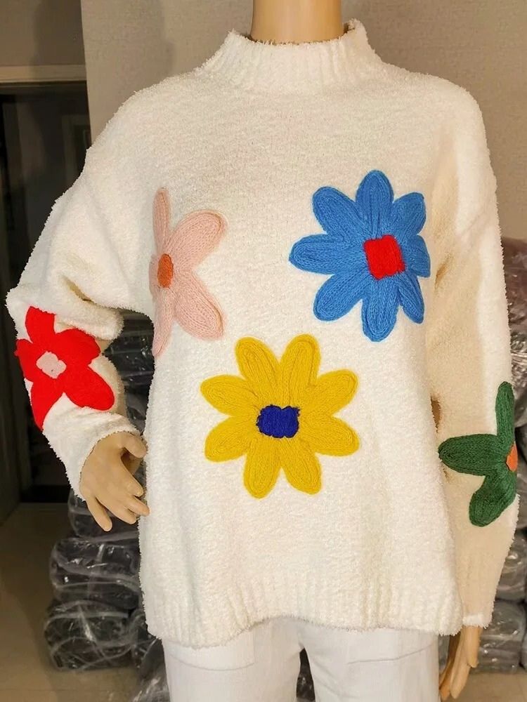Edith | Afslappet varm sweater med blomstret strik til kvinder - Freya Kobenhavn