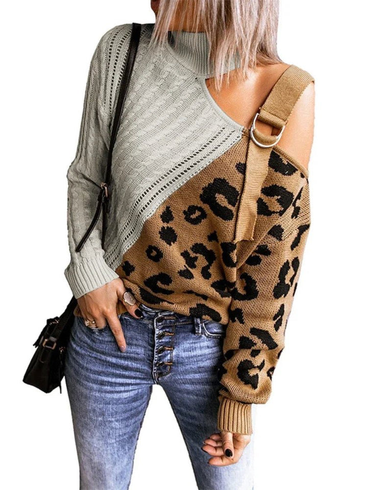 Jonna | Dame Leopardsweater Med Én Skulder - Freya Kobenhavn