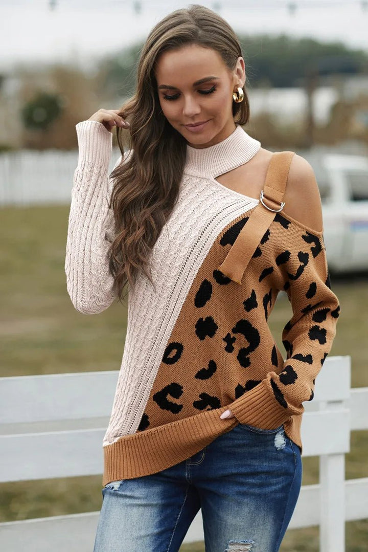 Jonna | Dame Leopardsweater Med Én Skulder - Freya Kobenhavn