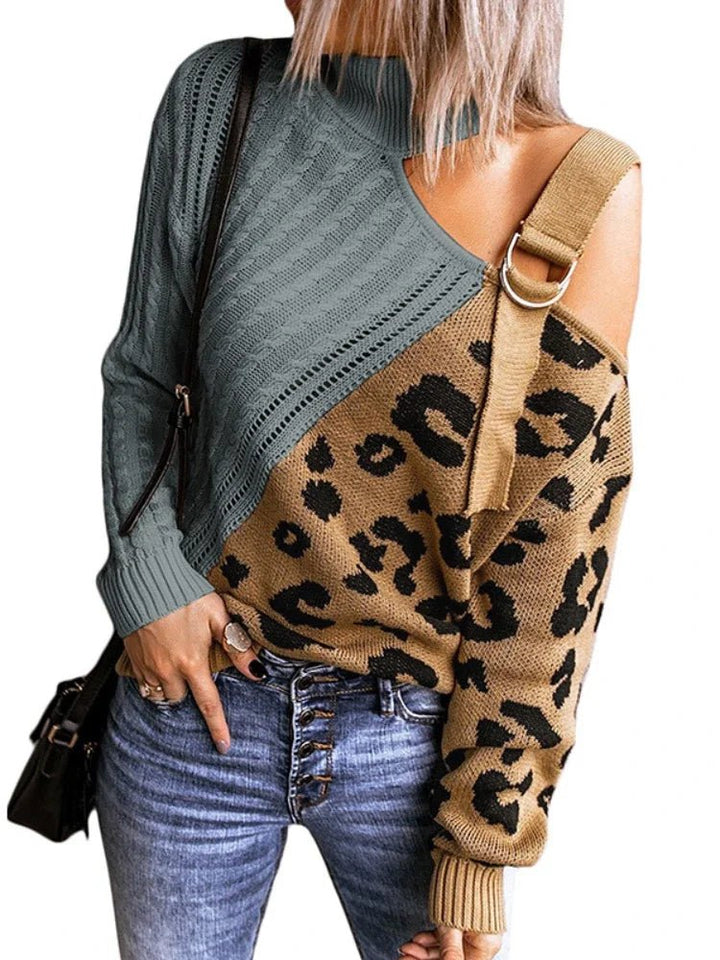 Jonna | Dame Leopardsweater Med Én Skulder - Freya Kobenhavn