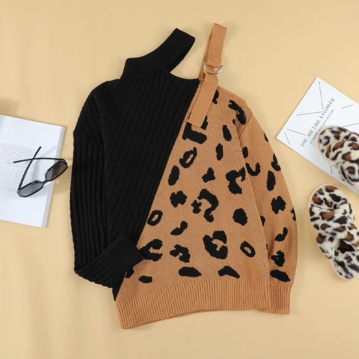 Jonna | Dame Leopardsweater Med Én Skulder - Freya Kobenhavn
