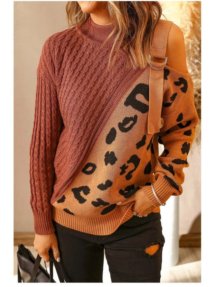 Jonna | Dame Leopardsweater Med Én Skulder - Freya Kobenhavn