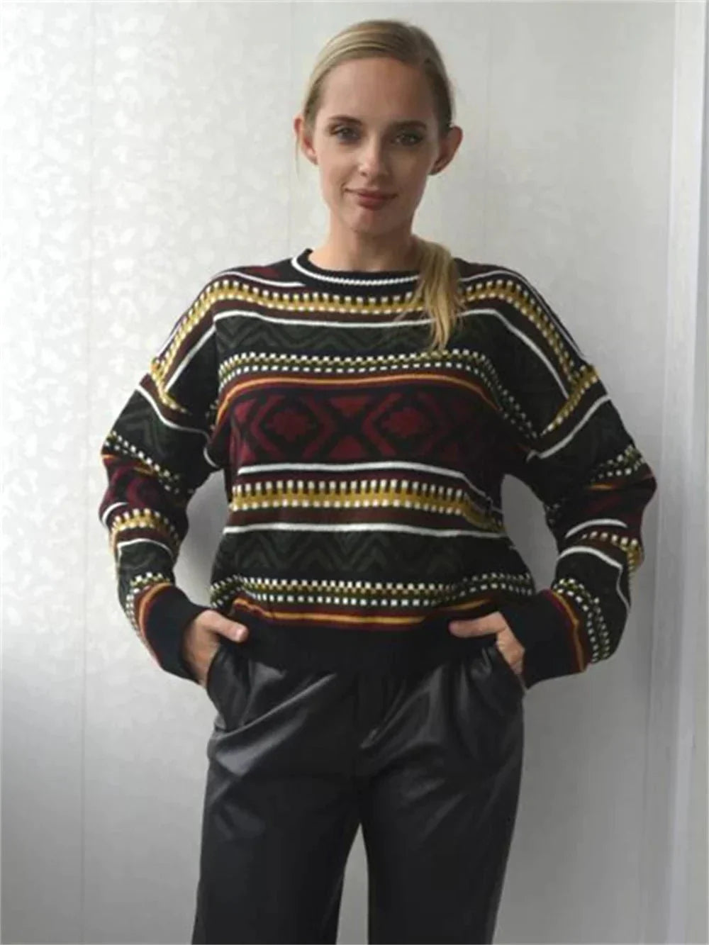 Vilma | Stilfuld Dame Sweater Med Geometrisk Print - Freya Kobenhavn