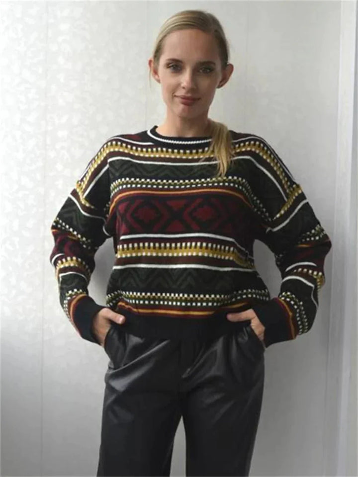 Vilma | Stilfuld Dame Sweater Med Geometrisk Print - Freya Kobenhavn