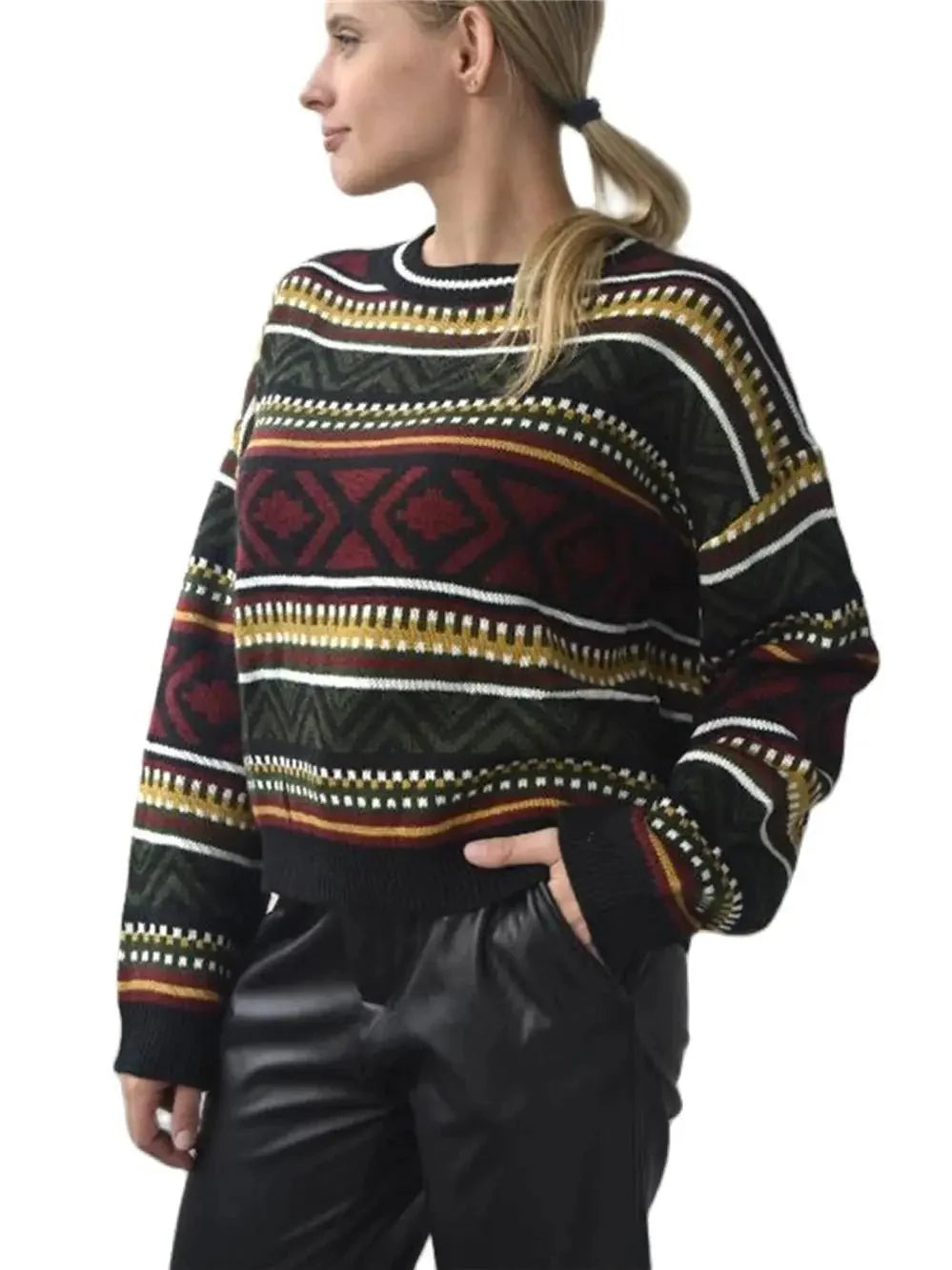 Vilma | Stilfuld Dame Sweater Med Geometrisk Print - Freya Kobenhavn