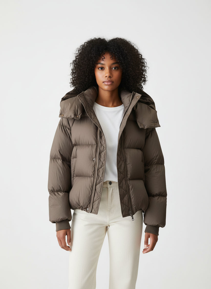 Andrea | Kvinders Quiltet Vinter Pufferjakke med Hætte