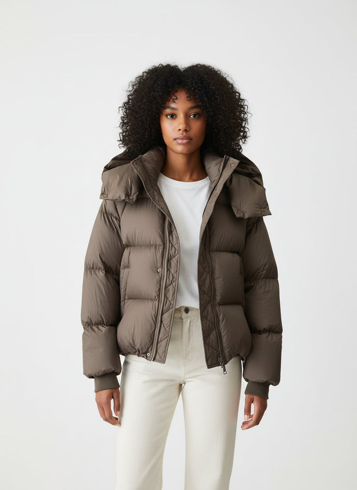 Andrea | Kvinders Quiltet Vinter Pufferjakke med Hætte