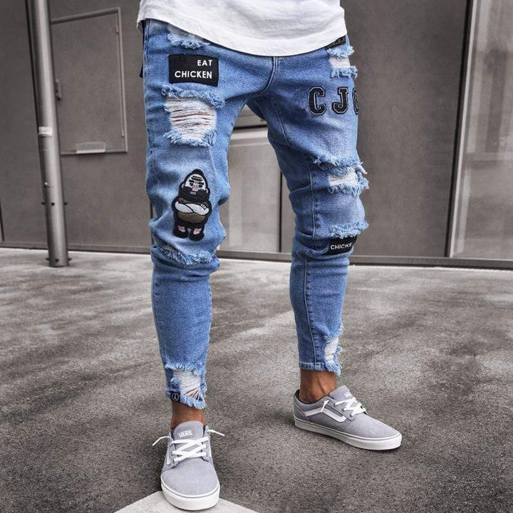 Bertram | Herre Stilfulde Ripped Skinny Jeans med Patches - Freya Kobenhavn
